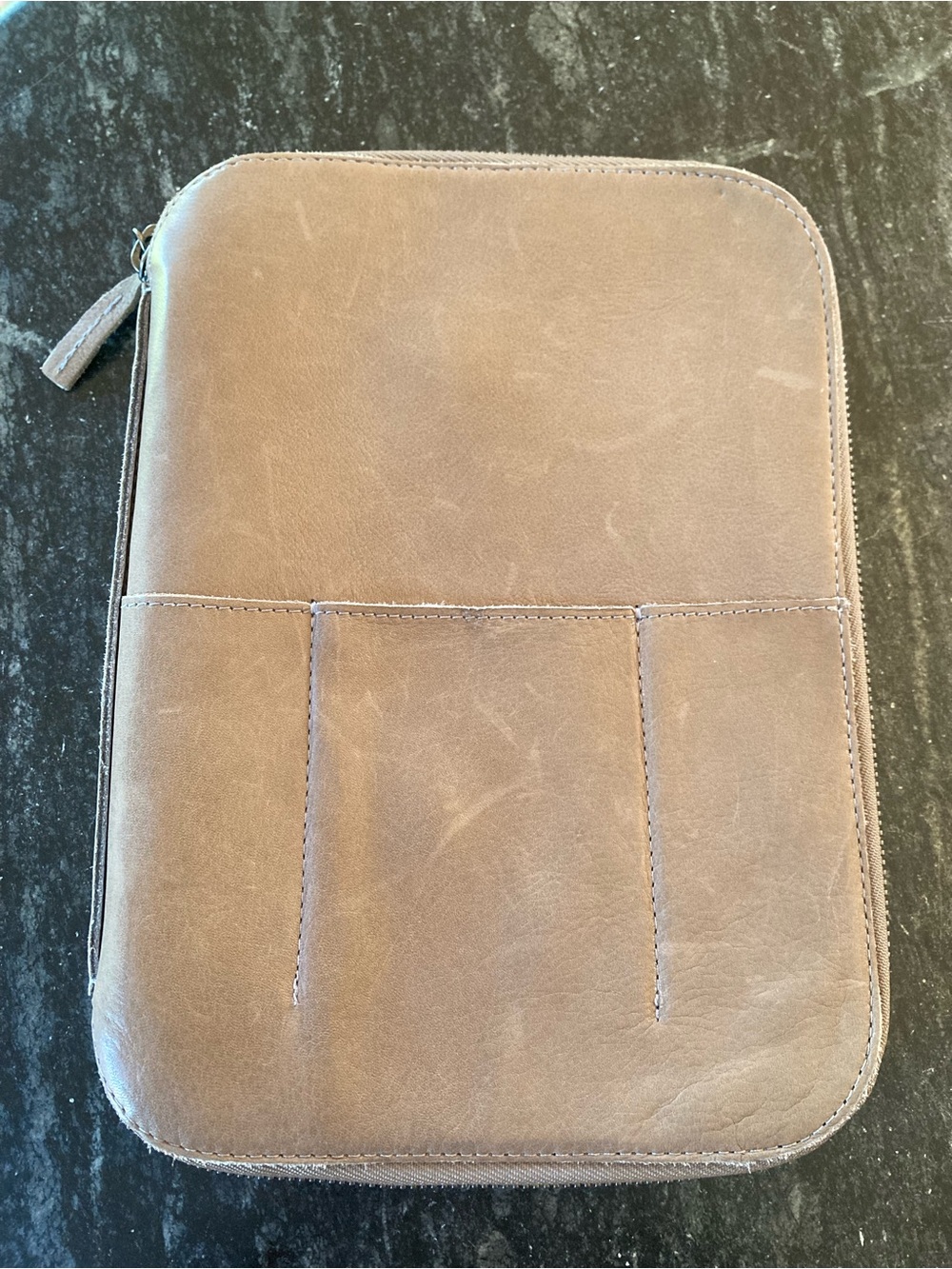 This Is Ground Mod Tablet Leather Portfolio Organizer Case French Grey Taupe